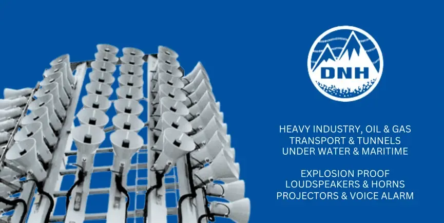 Industrial public address loudspeakers and horns for heavy industry, tunnels and transport