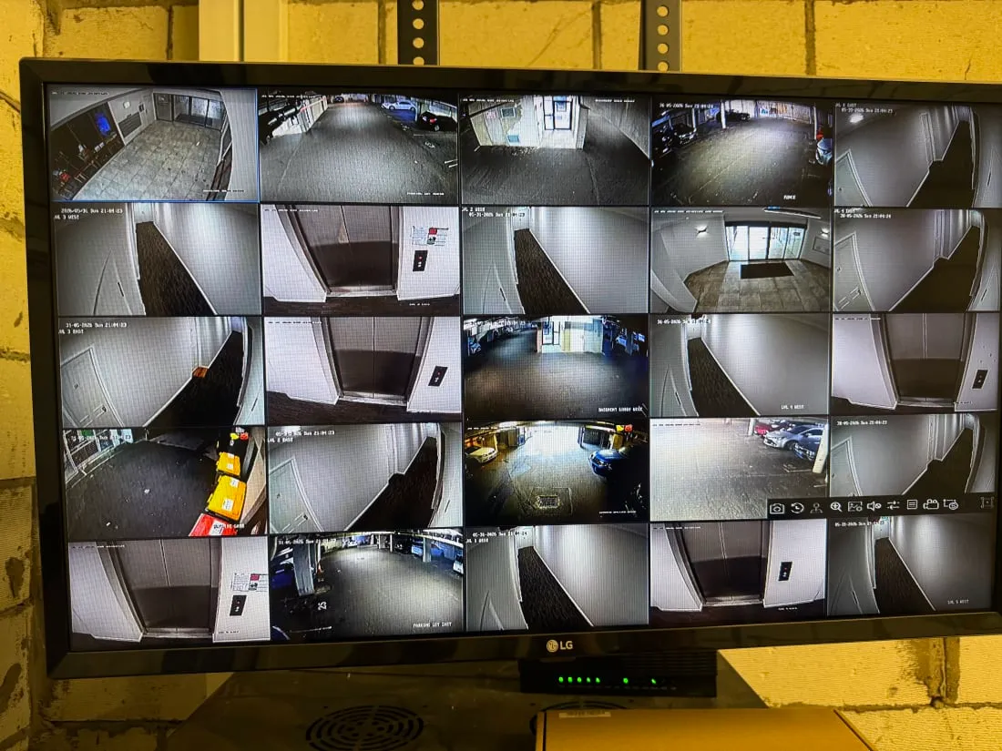 Live multi-camera wall during a CCTV system health check
