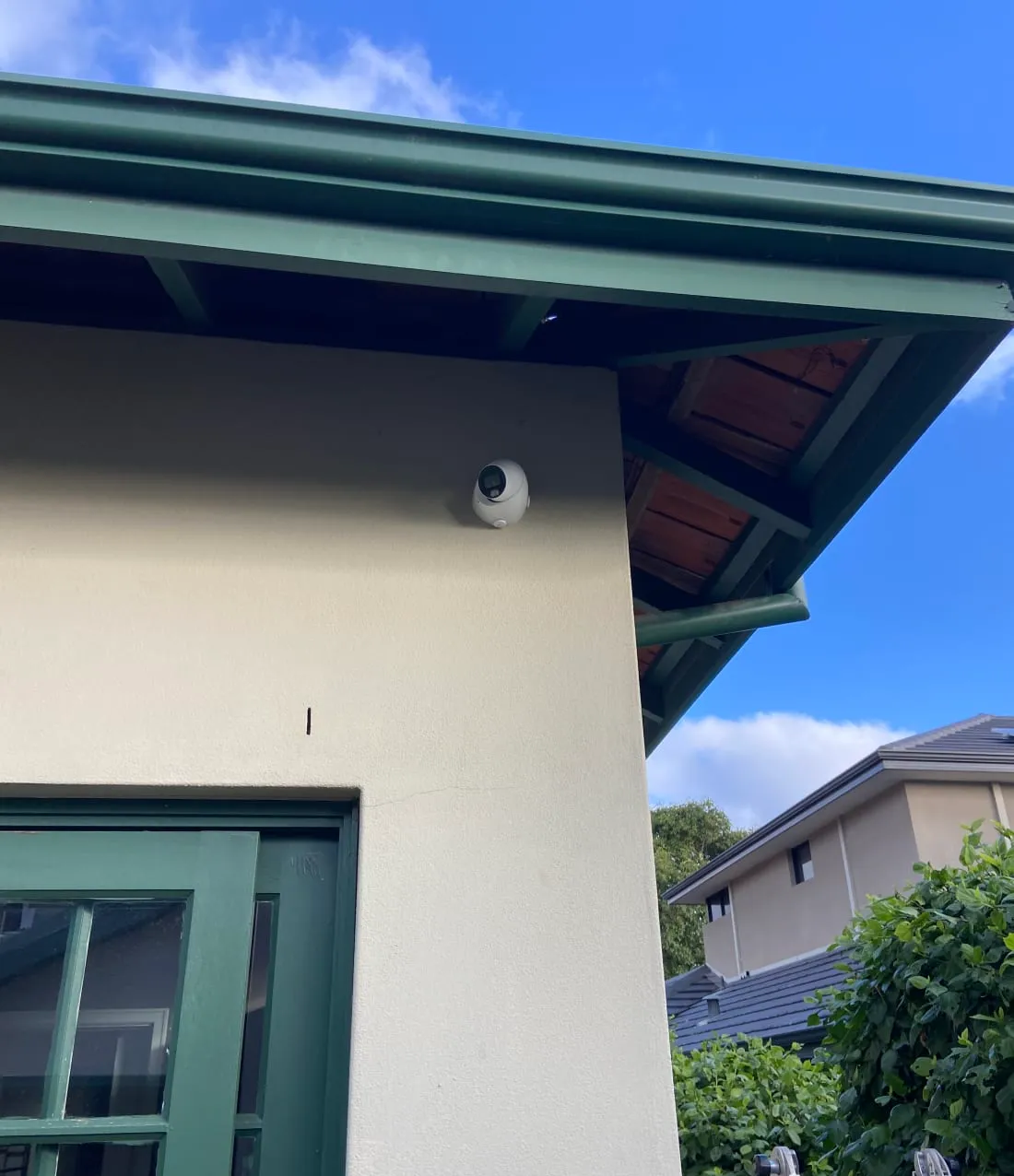 Turret camera installed on the corner of a Perth character home